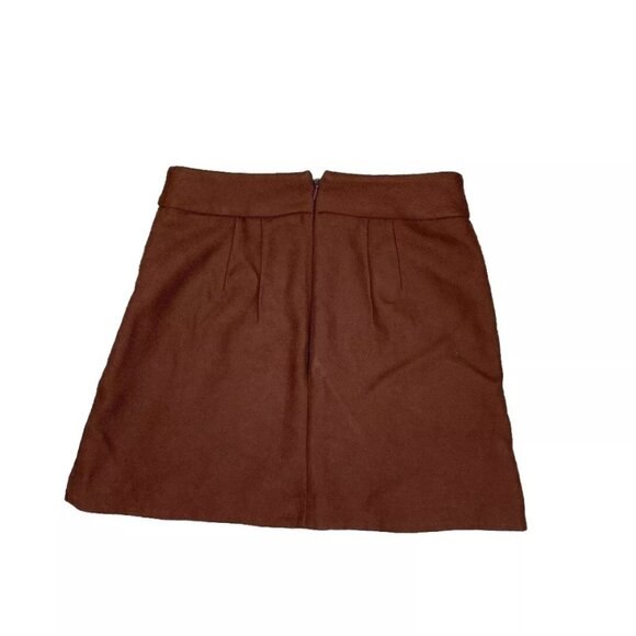 Express Tailored Brown Mini Skirt Size 4 Short Buttons Pockets Fall Wool-Look - Picture 5 of 5